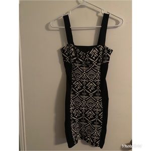 H&M Patterned Black Body Con Dress